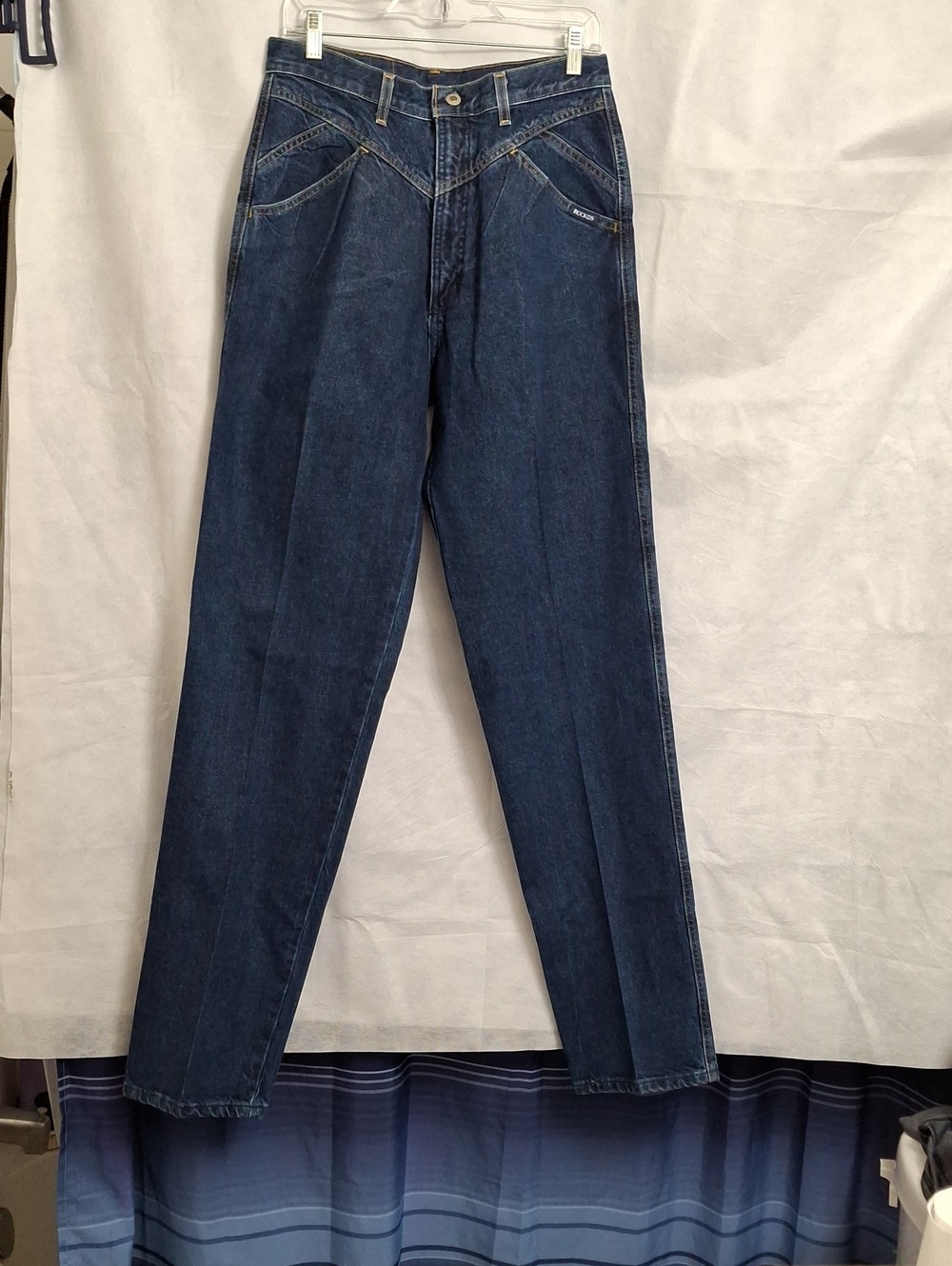 Vintage Women's Slim Straight Dark Blue Jeans